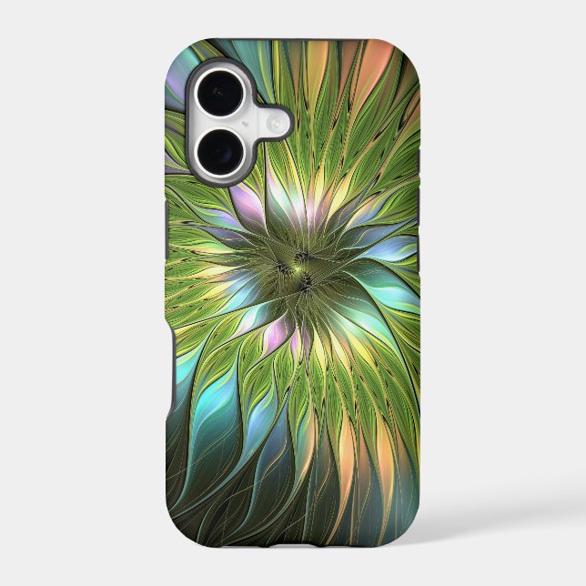 Luminous Colorful Fantasy Flower Fractal Art (Back)