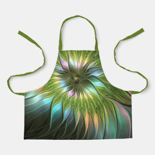 Luminous Colourful Fantasy Flower Fractal Art Apron