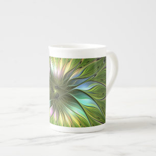 Luminous Colourful Fantasy Flower Fractal Art Bone China Mug