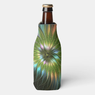 Luminous Colourful Fantasy Flower Fractal Art Bottle Cooler