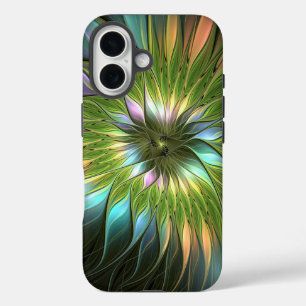 Luminous Colourful Fantasy Flower Fractal Art iPhone 16 Case