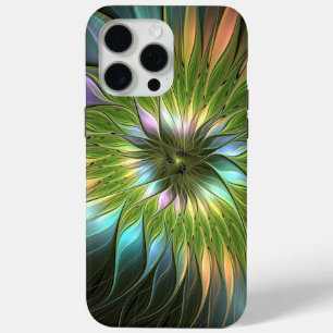 Luminous Colourful Fantasy Flower Fractal Art iPhone 15 Pro Max Case