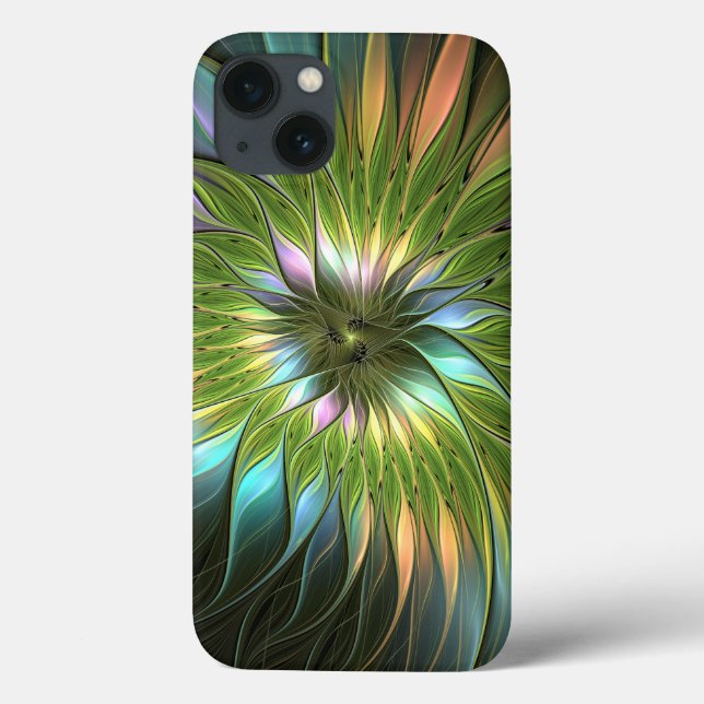 Luminous Colourful Fantasy Flower Fractal Art Case-Mate iPhone Case (Back)