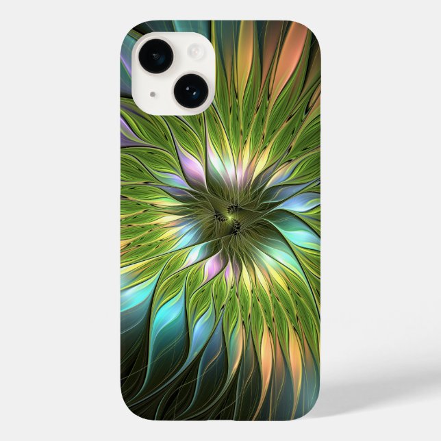 Luminous Colourful Fantasy Flower Fractal Art Case-Mate iPhone Case (Back)