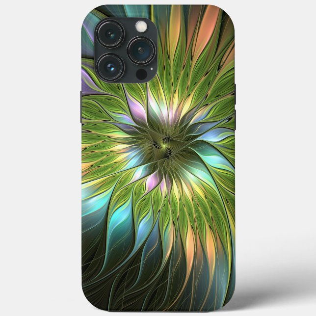 Luminous Colourful Fantasy Flower Fractal Art Case-Mate iPhone Case (Back)