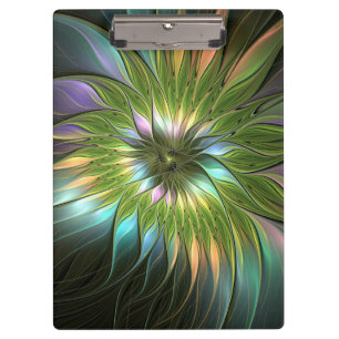Luminous Colourful Fantasy Flower Fractal Art Clipboard