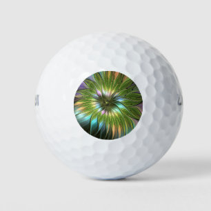 Luminous Colourful Fantasy Flower Fractal Art Golf Balls