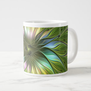 Luminous Colourful Fantasy Flower Fractal Art Large Coffee Mug