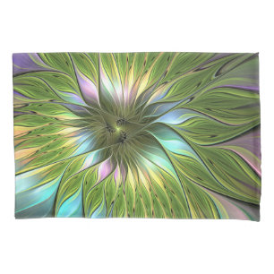 Luminous Colourful Fantasy Flower Fractal Art Pillowcase