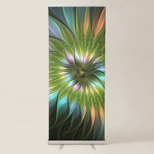 Luminous Colourful Fantasy Flower Fractal Art Retractable Banner