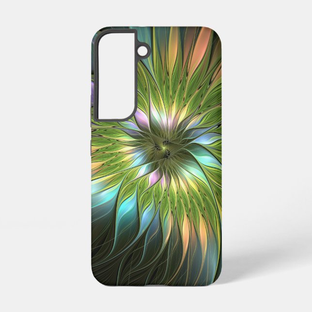 Luminous Colourful Fantasy Flower Fractal Art Samsung Galaxy S22 Case (Back)