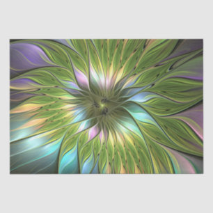 Luminous Colourful Fantasy Flower Fractal Art Tissue Paper