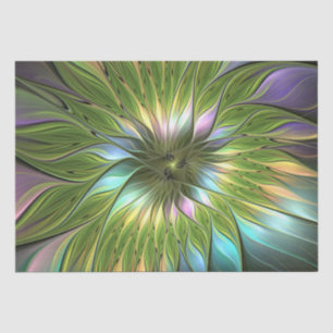 Luminous Colourful Fantasy Flower Fractal Art Tissue Paper