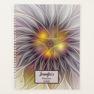 Luminous Colourful Flower, Abstract Fractal Name Planner