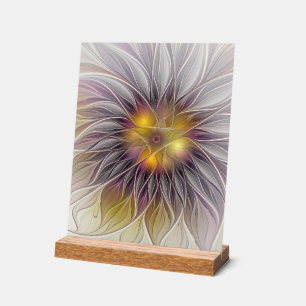 Luminous Colourful Flower, Abstract Modern Fractal Acrylic Sign