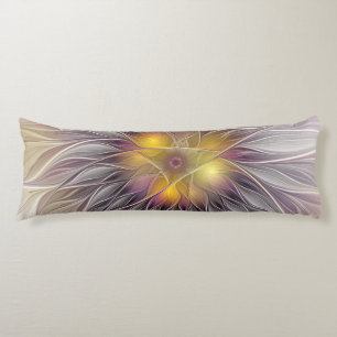 Luminous Colourful Flower, Abstract Modern Fractal Body Cushion