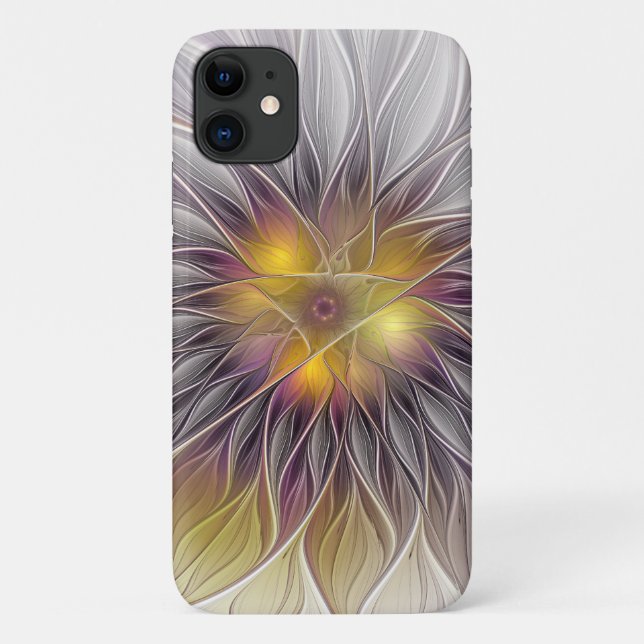Luminous Colourful Flower, Abstract Modern Fractal Case-Mate iPhone Case (Back)