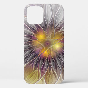 Luminous Colourful Flower, Abstract Modern Fractal iPhone 12 Case