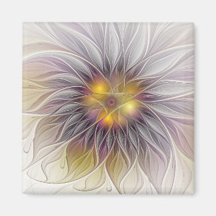 Luminous Colourful Flower, Abstract Modern Fractal Magnet