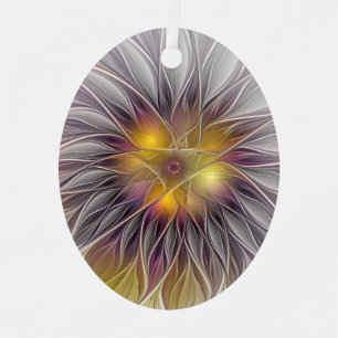 Luminous Colourful Flower, Abstract Modern Fractal Metal Tree Decoration