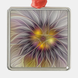 Luminous Colourful Flower, Abstract Modern Fractal Metal Tree Decoration