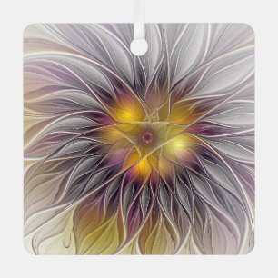 Luminous Colourful Flower, Abstract Modern Fractal Metal Tree Decoration