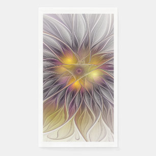 Luminous Colourful Flower, Abstract Modern Fractal Napkin