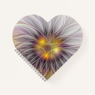 Luminous Colourful Flower, Abstract Modern Fractal Notebook