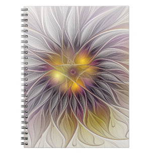 Luminous Colourful Flower, Abstract Modern Fractal Notebook