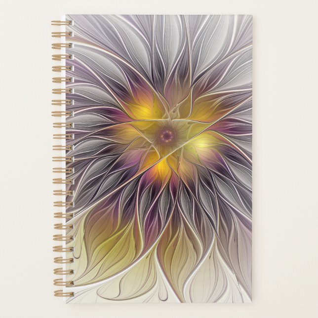 Luminous Colourful Flower, Abstract Modern Fractal Planner (Front)