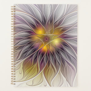 Luminous Colourful Flower, Abstract Modern Fractal Planner