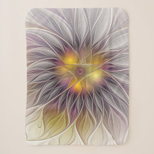Luminous Colourful Flower, Abstract Modern Fractal Sherpa Blanket