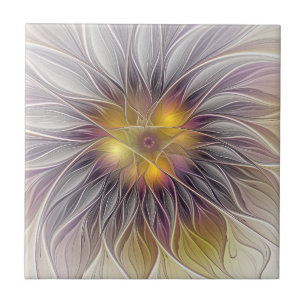 Luminous Colourful Flower, Abstract Modern Fractal Tile