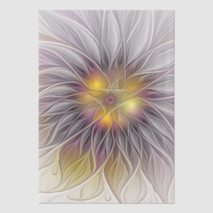 Luminous Colourful Flower, Abstract Modern Fractal Tissue Paper