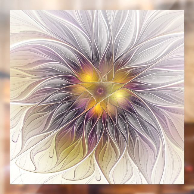 Luminous Colourful Flower, Abstract Modern Fractal Window Cling (Sheet 2)