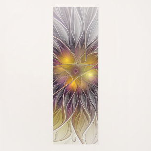 Luminous Colourful Flower, Abstract Modern Fractal Yoga Mat