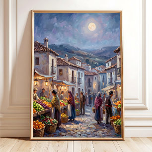 Luminous Countryside Village Poster