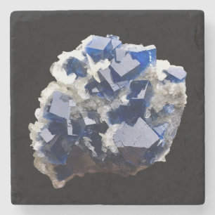 Luminous Deep Blue Fluorite Crystal Cluster Earth Stone Coaster
