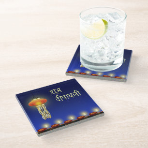 Luminous Diwali Lamp - Glass Coaster