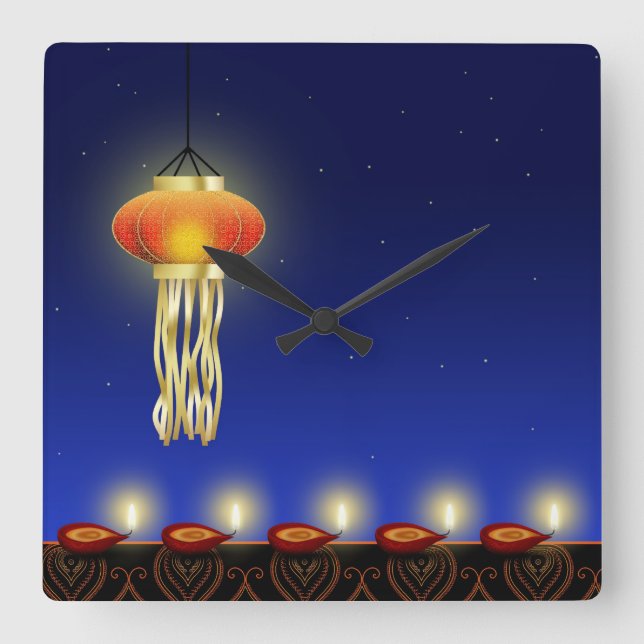Luminous Diwali Lamp - Wall Clock (Front)