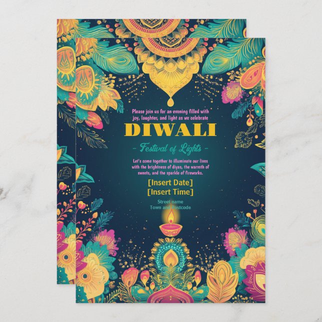 Luminous Diwali Splendour Invitation (Front/Back)