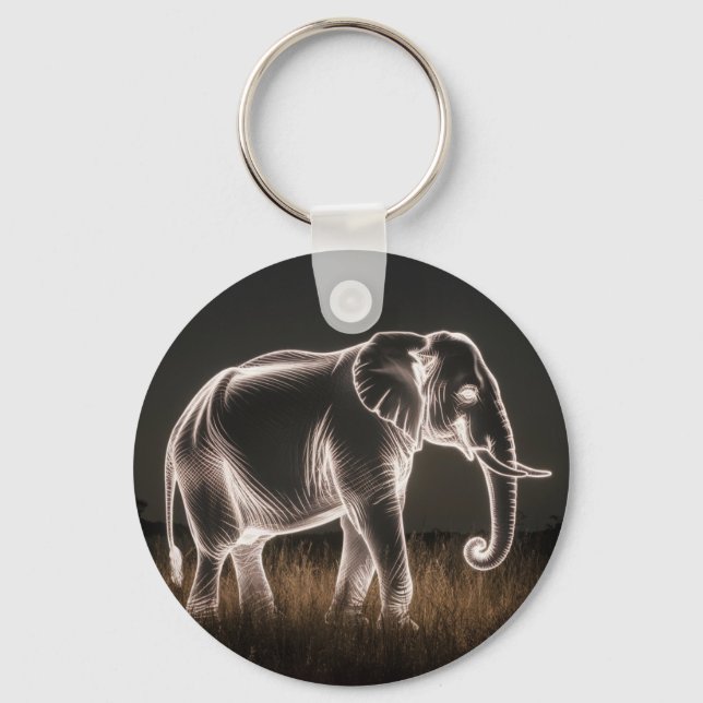 Luminous Elephant Silhouette Key Ring (Front)
