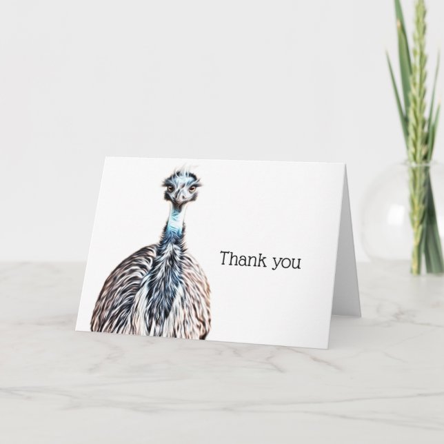 Luminous Emu Art Thank You Card (Front)
