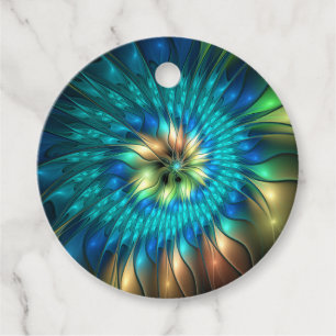 Luminous Fantasy Flower, Colourful Abstract Custom Favour Tags