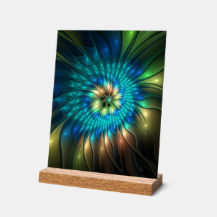 Luminous Fantasy Flower, Colourful Abstract Fracta Acrylic Sign