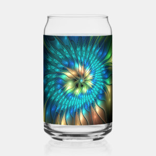 Luminous Fantasy Flower, Colourful Abstract Fracta Can Glass