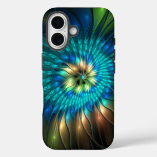 Luminous Fantasy Flower, Colourful Abstract Fracta iPhone 16 Case