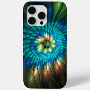 Luminous Fantasy Flower, Colourful Abstract Fracta iPhone 15 Pro Max Case