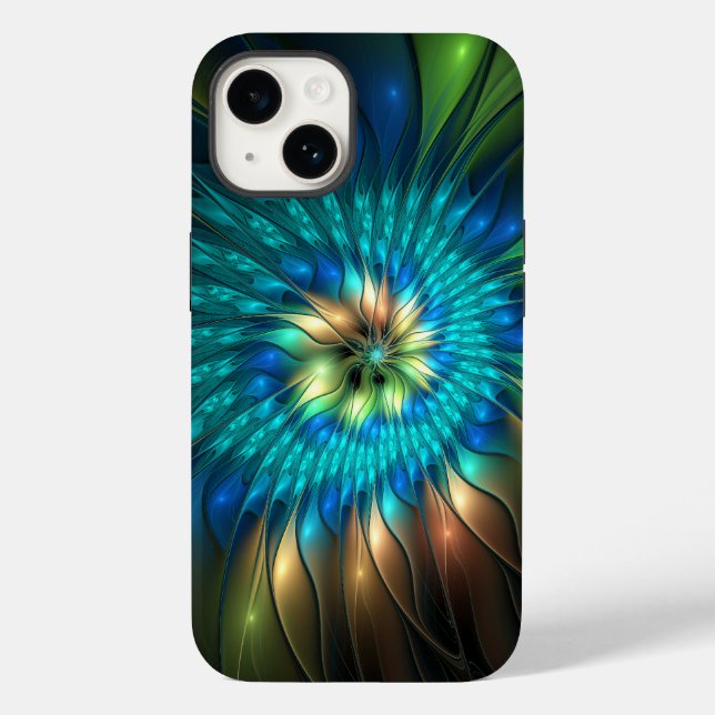 Luminous Fantasy Flower, Colourful Abstract Fracta Case-Mate iPhone Case (Back)