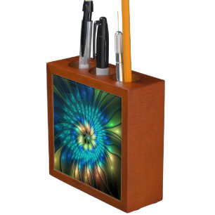 Luminous Fantasy Flower, Colourful Abstract Fracta Desk Organiser